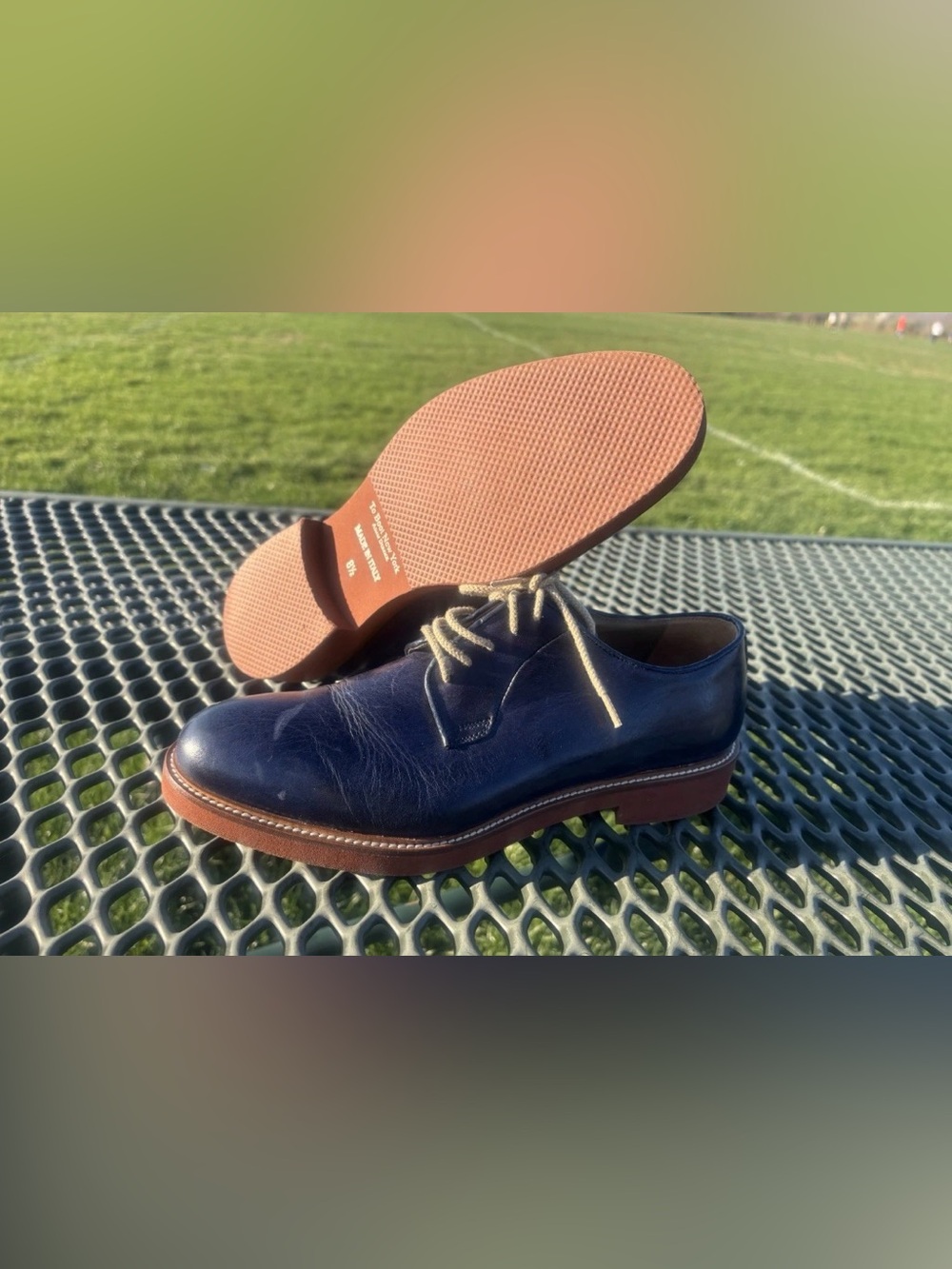 To Boot New York Joel Casual Oxfords Blue Leather Men's 8.5 Medium Made In Italy